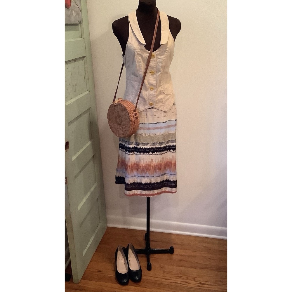 Robert Louis Geometric Print Stretch Skirt A-line Comfortable Fun Little Skirt S